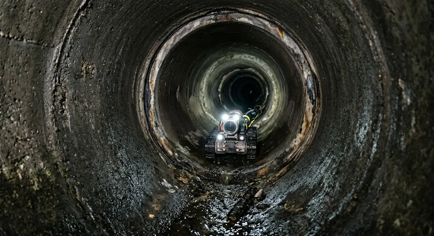 Robotic sewer camera inspecting pipe interior for Drain Snake Service in Discovery Bay